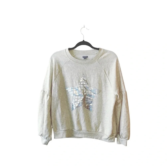 aerie Tan Metallic Star Graphic Oversized Pullover Sweatshirt Large Women’s - Picture 9 of 9